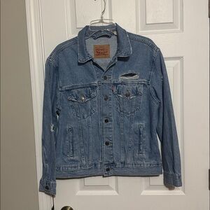 Levi's Distressed Denim Ex-boyfriend Jacket - Size L
